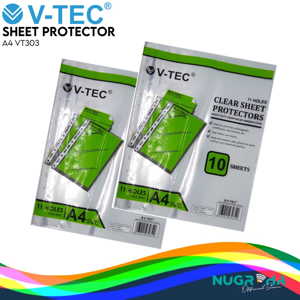 

V-TEC PP Pockets / Sheet Protector A4 VT303 100 Sheet