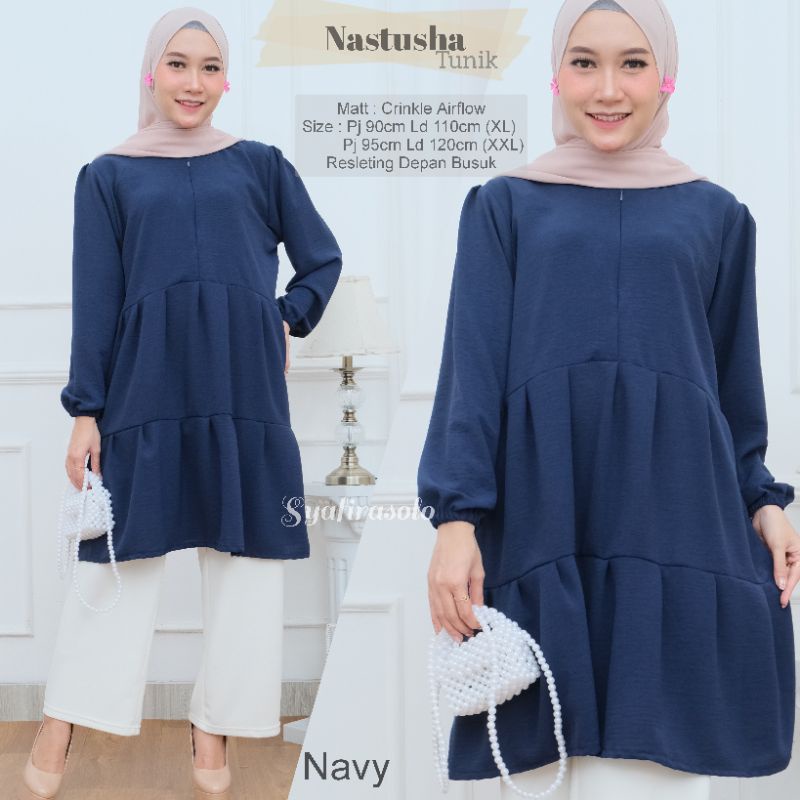 PROMO NASTUSHA TUNIK REMPEL CRINKLE AIRFLOW JUMBO LD 95,100,110,120&amp;130 (M,L,XL,XXL,XXXL)