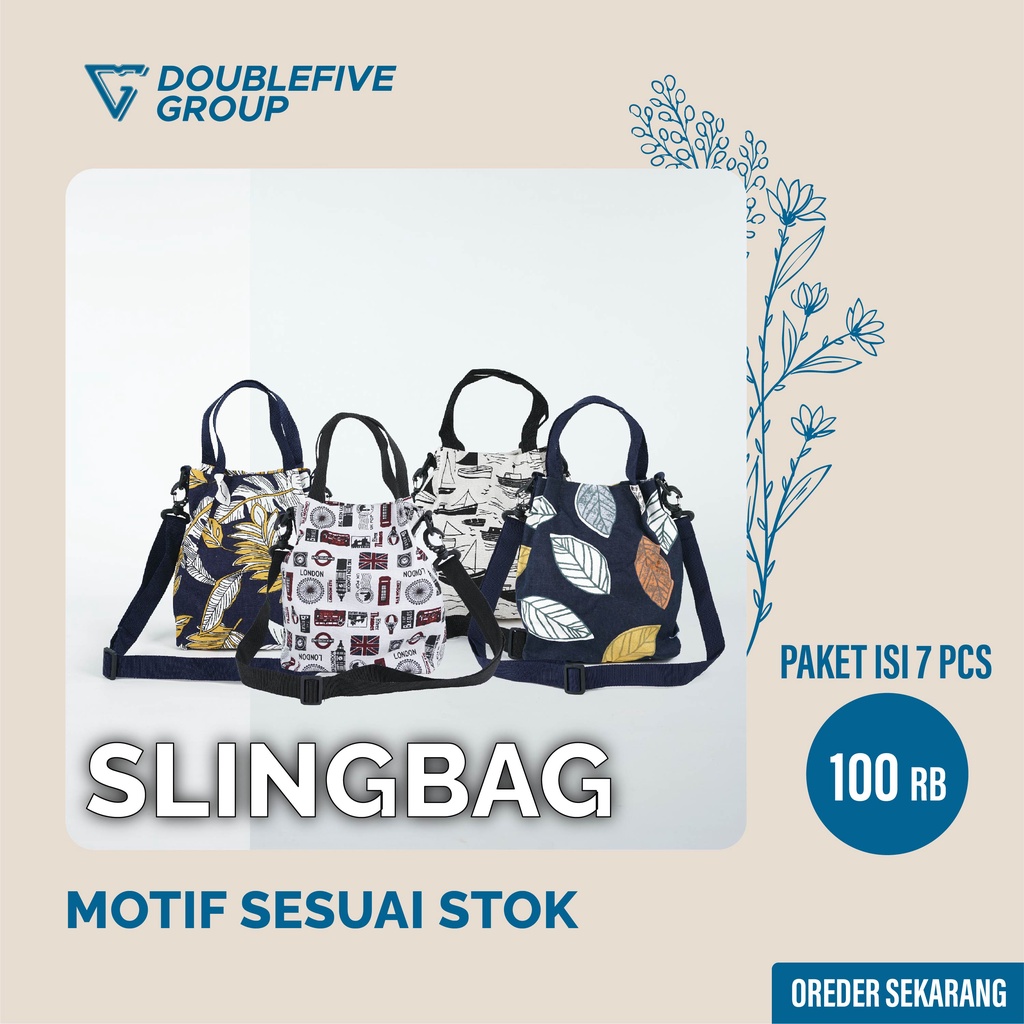 Tas Slingbag Wanita Kanvas Motif 7 Pcs 100Rb