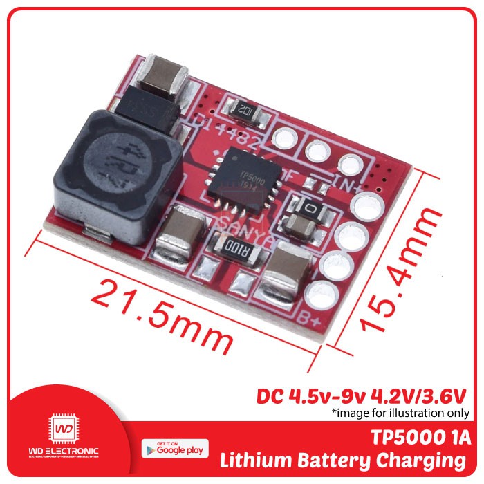 TP5000 DC 4.5V-9V 4.2V 3.6V 1A Lithium Battery Charger module