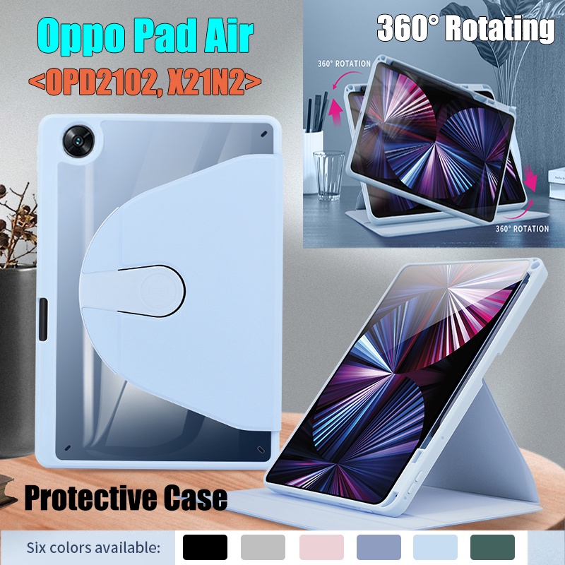 Untuk Oppo Pad Air (2022) 10.36&quot; OPD2102 X21N2 Casing Pelindung Tablet Fashion360° Rotating Stand Cover High End Akrilik Bening 2-in-1 Flip Casing Kulit