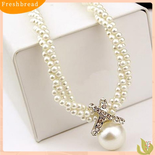 [TERLARIS]Women Fashion Pendant Chain Choker Faux Pearls Statement Necklace Jewelry