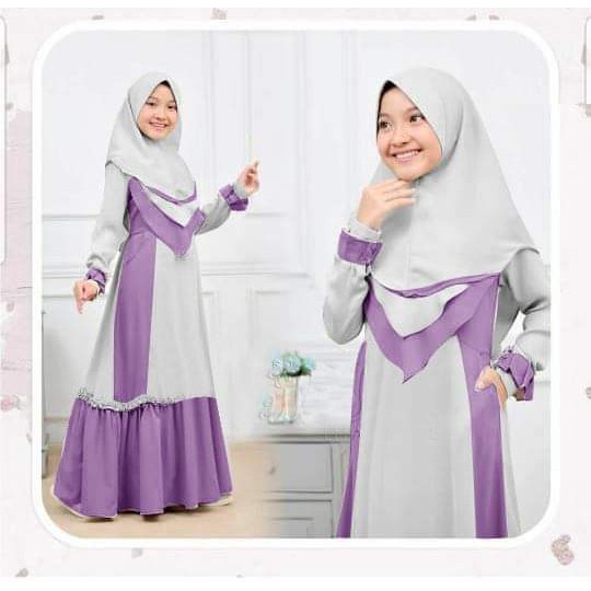 HOPYLOVY -  Gamis Anak Perempuan Two Tone Adira