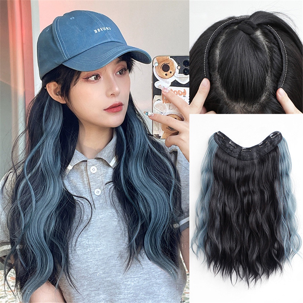 【COD Tangding】Wig Rambut Ekstensi Model Panjang Lurus Keriting Bahan Sintetis Ukuran 45 / 55 / 60cm