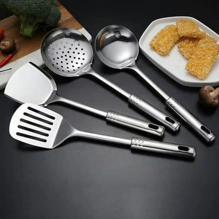 Kitchen Tool Peralatan Dapur Stainless Spatula set isi 4