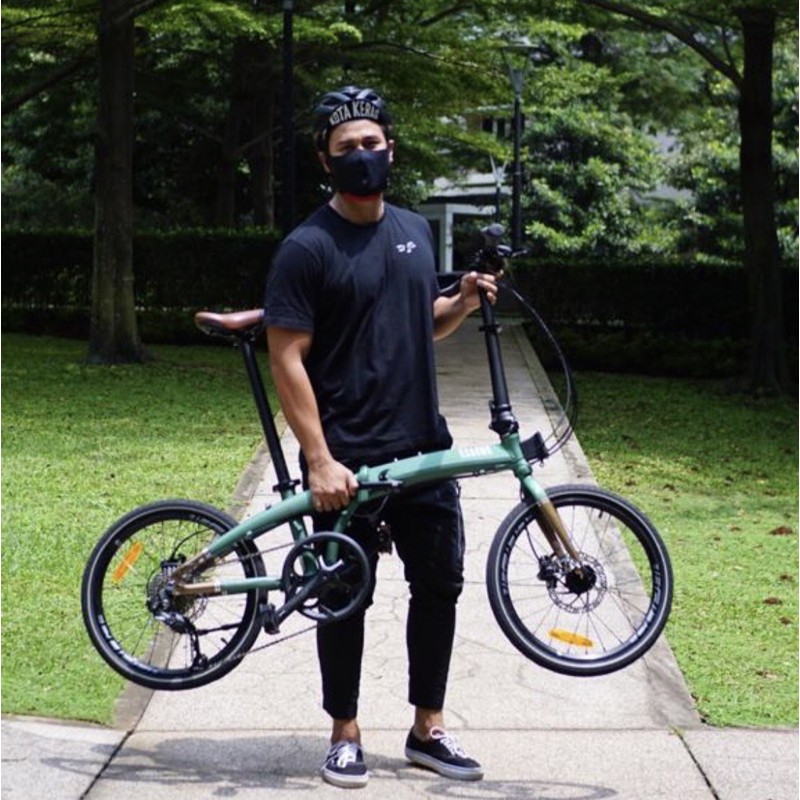 Sepeda Lipat Element Ecosmo 10 Speed Filosofi Kopi Chicko Jericho Rio Dewanto SNI-Green Brown