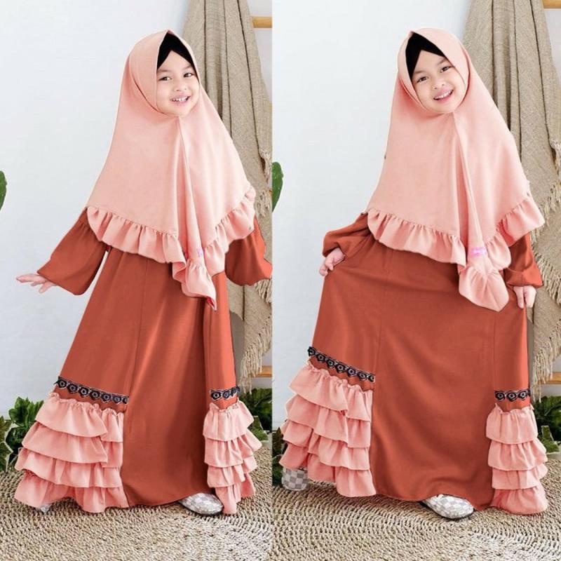 Terbaru Gamis Anak Tile Dot Kombi Wolfis Termurah Gamis Anak Perempuan Baju Gamis Anak Perempuan Ter