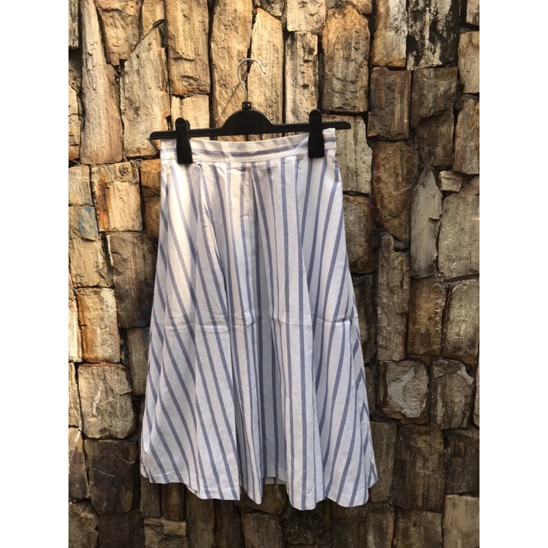 ZARA midi skirt salur biru