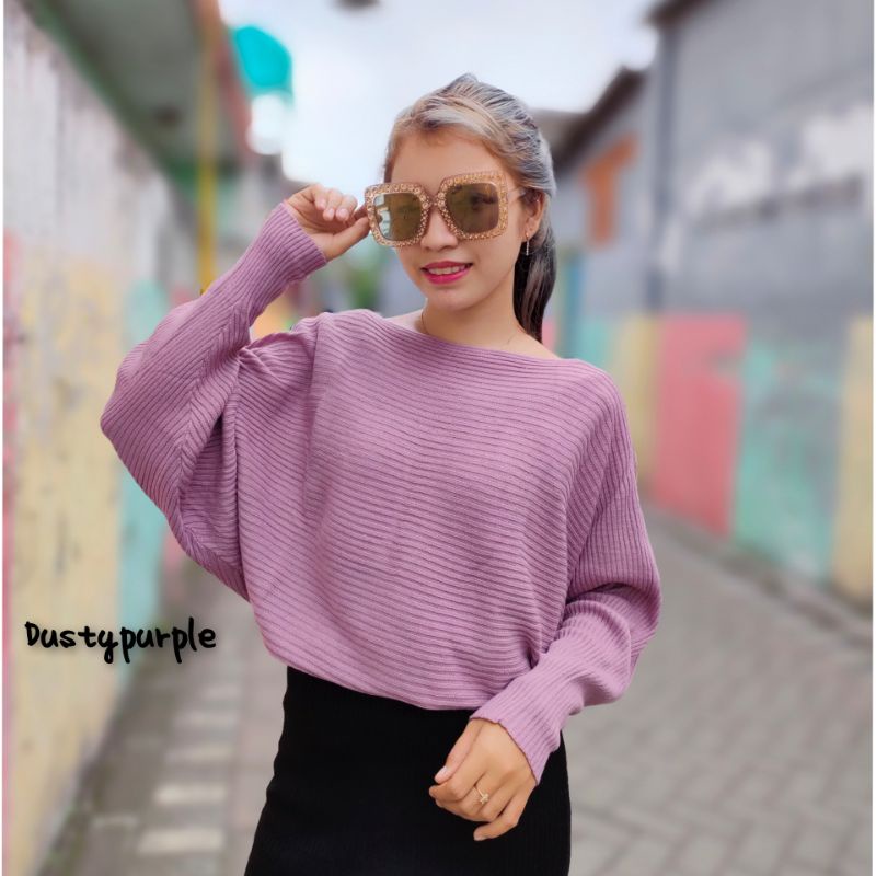 Lasperal Batwing Blouse Sweater Rajut fit to XL