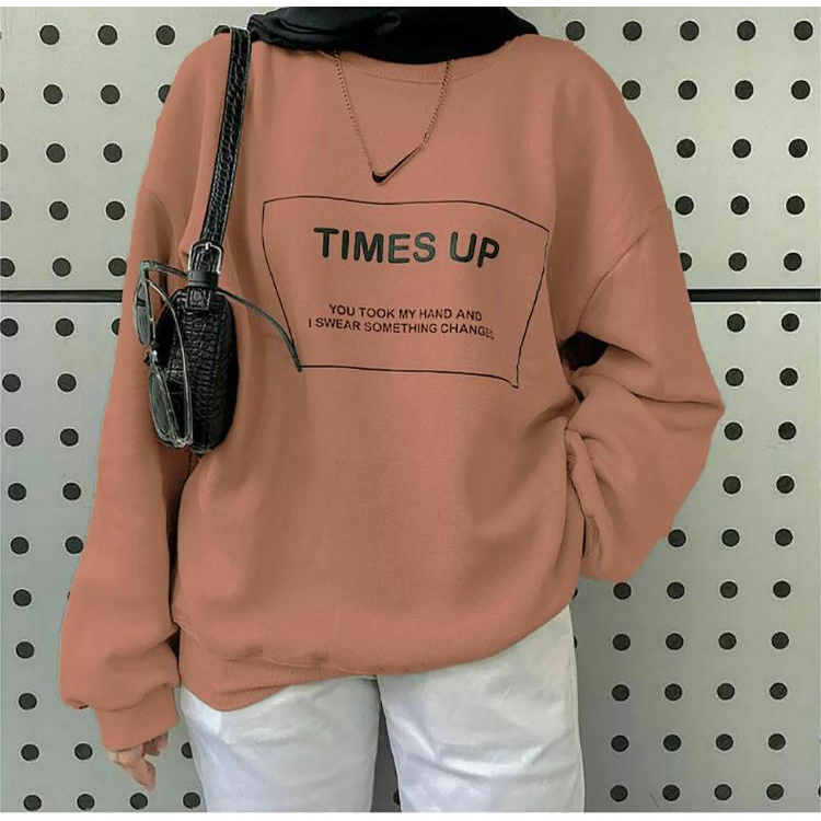 sweater crewneck wanita time up oversize terbaru