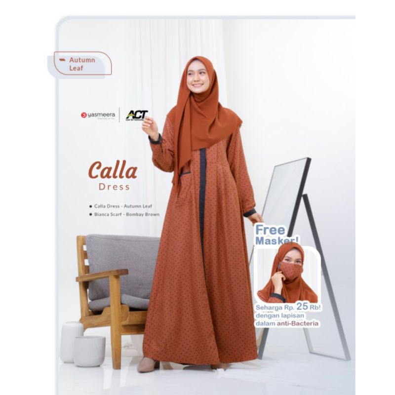CALLA DRESS BY YASMEERA/ gamis yasmeera terbaru/ gamis motif/ gamis cantik/ BEST SELLER