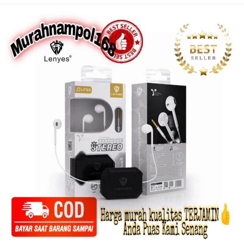 MN - HEADSET HANDSFREE LENYES LF 35 ORIGINAL 100% STEREO EARPHONE LF-35 LF35