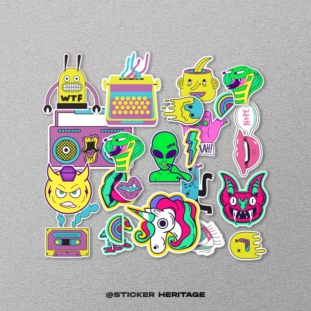 sticker monster design untuk laptop, tumblr,laptop, diy