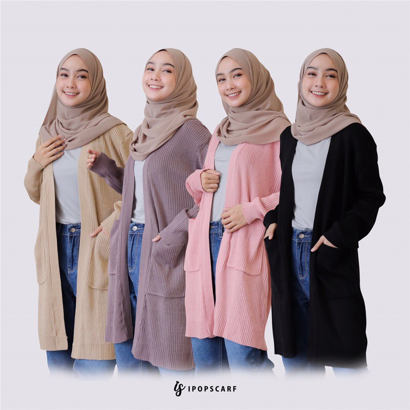 LUMA LONG CARDI | cardigan rajut panjang, soft knit cardigan