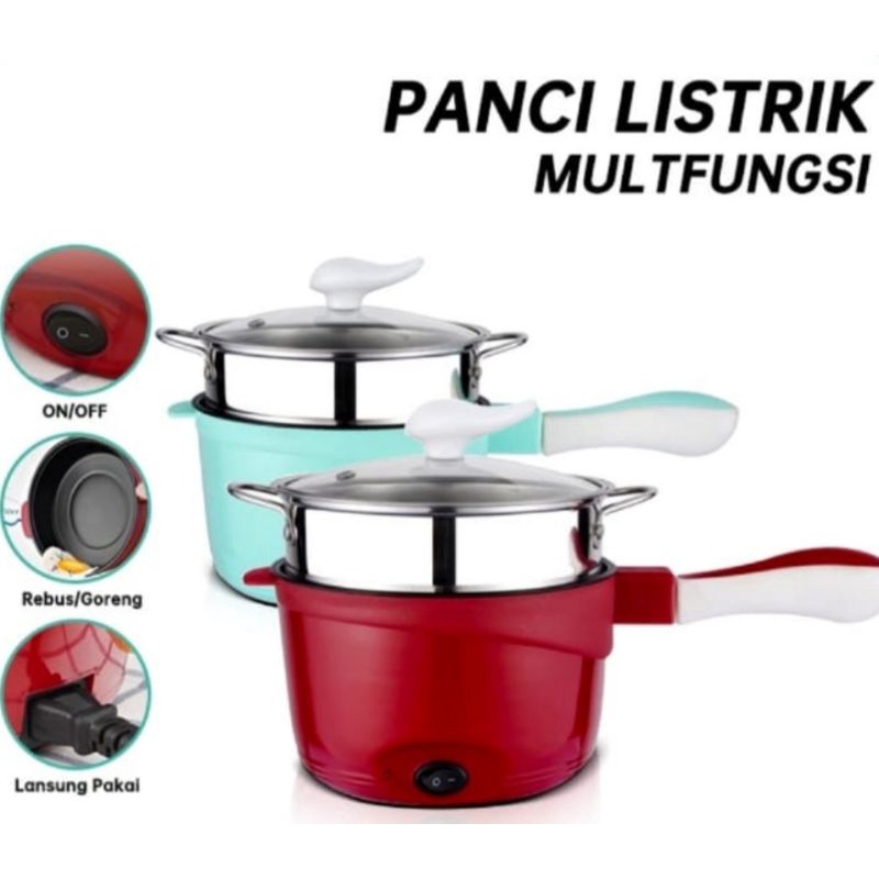 Panci Listrik Steamer Kukus Panci Elektrik Travel Multifungsi Electrick Frying Pan Alat Masak Stainless Murah!!