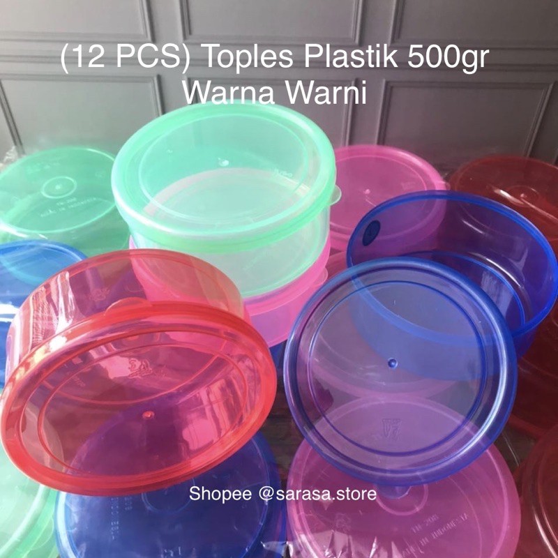 (12 PCS) Toples Wadah Plastik 500 gr Snack Kering Makanan grosir hampers