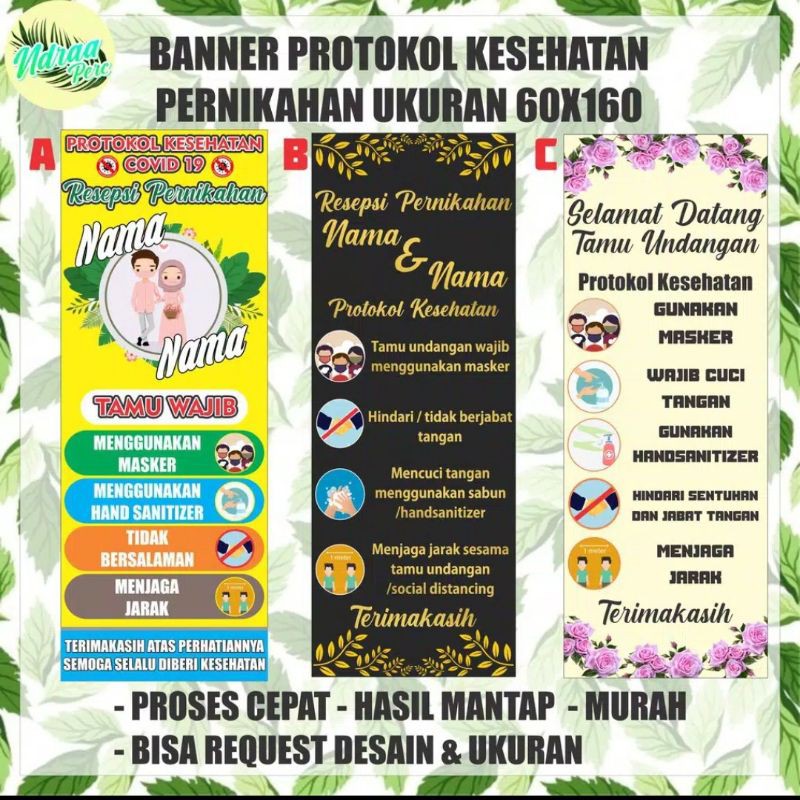 Banner Protokol Kesehatan Pernikahan + Stand