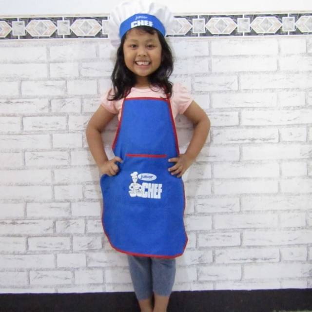 Set Apron celemek anak junior chef plus topi Shopee Indonesia