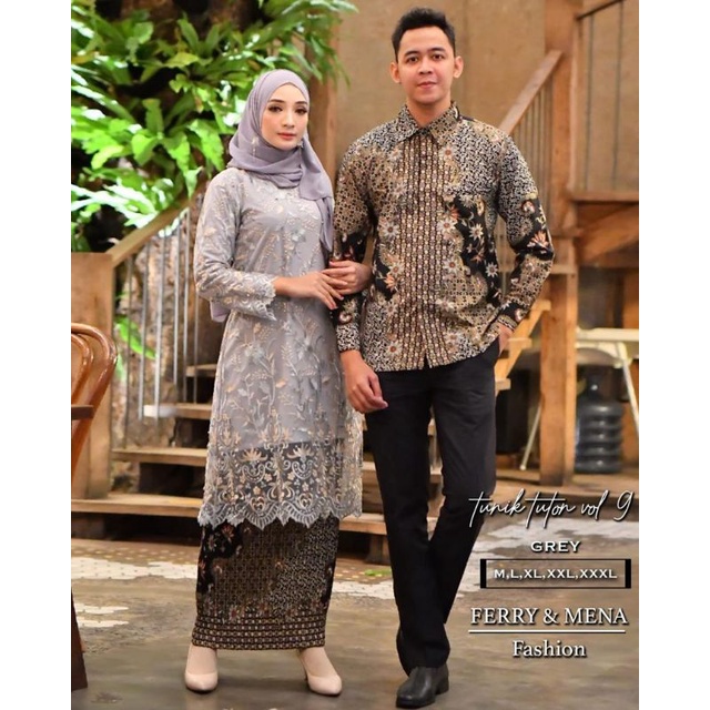 Couple tunik tulle padang//couple kebaya tunangan//couple kebaya pesta//tunik brukat pesta