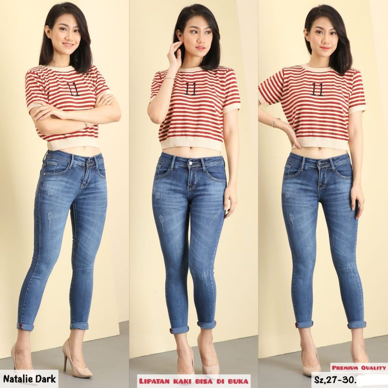 CELANA PANJANG JEANS WANITA NATALIE DARK 27-30
