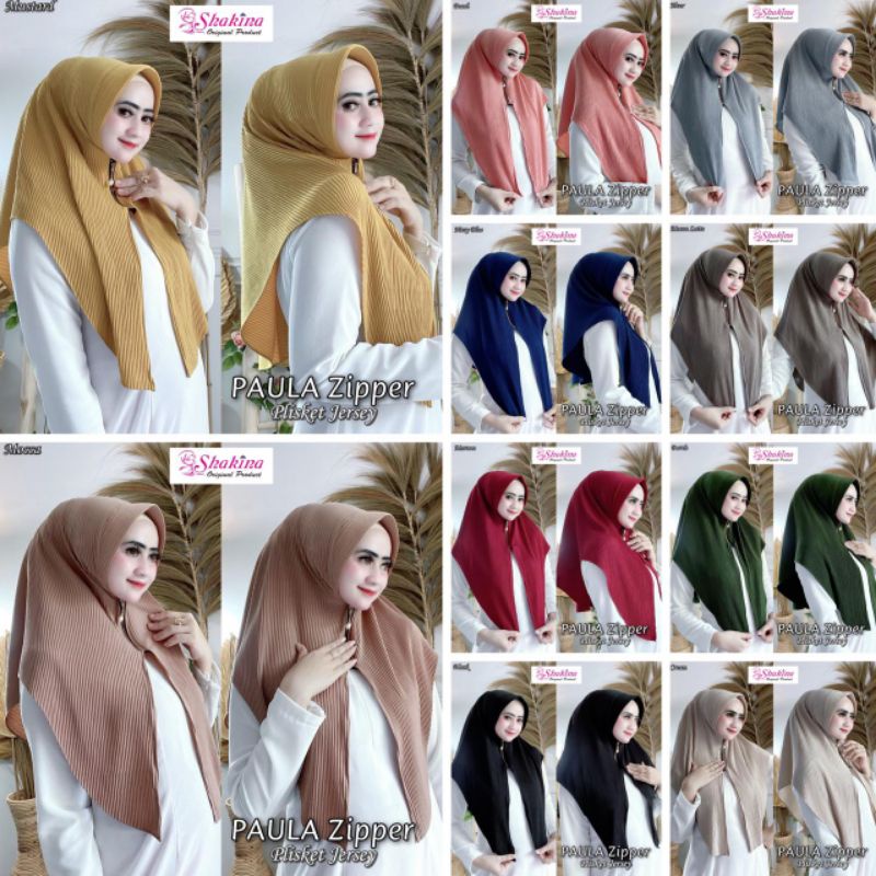 Jilbab Plisket Paula Zipper Jersey Ori Shakina Hijab