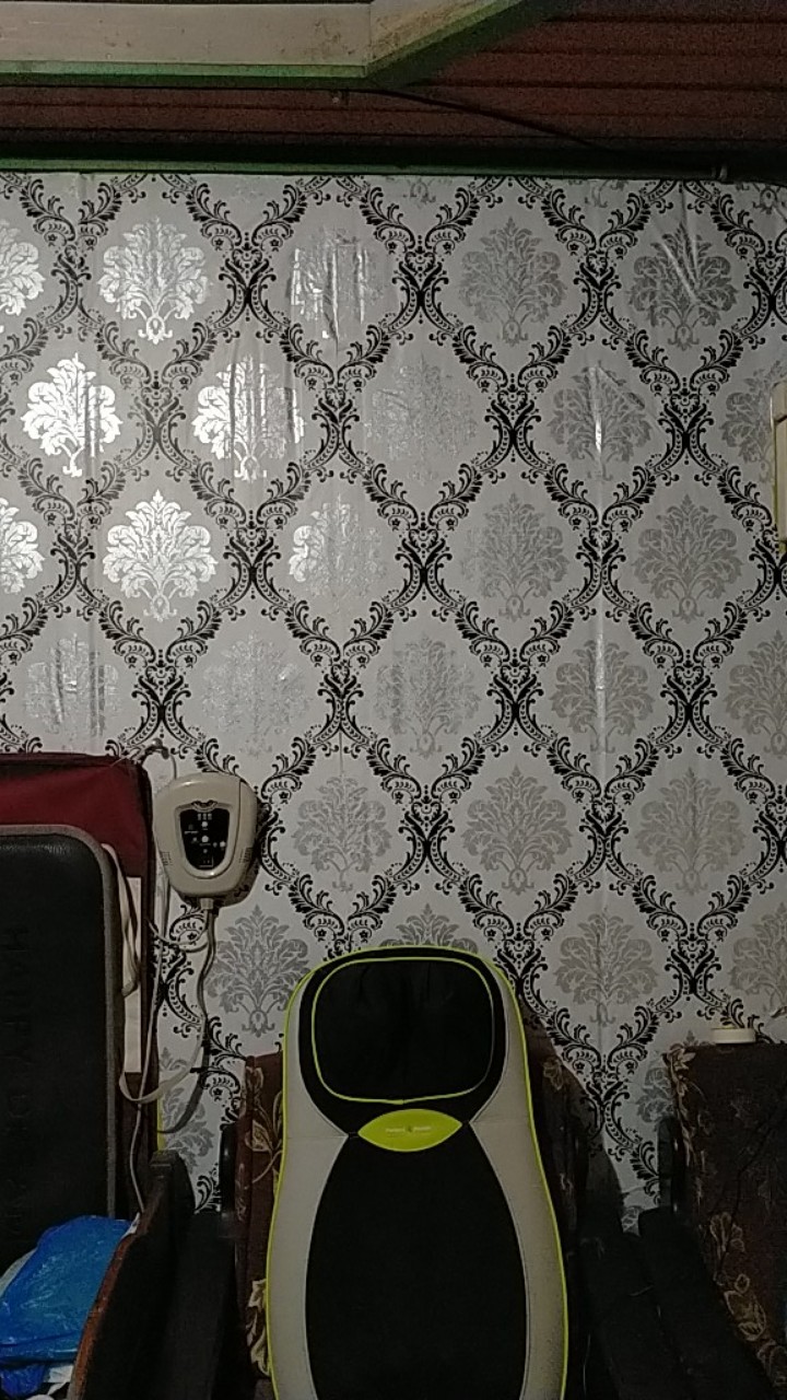 Batik Hitam Silver Wallpaper Sticker Dinding Motif Ukuran 45 Cm X 10 M Cy1037| 4 Kilo Isi 3 Roll