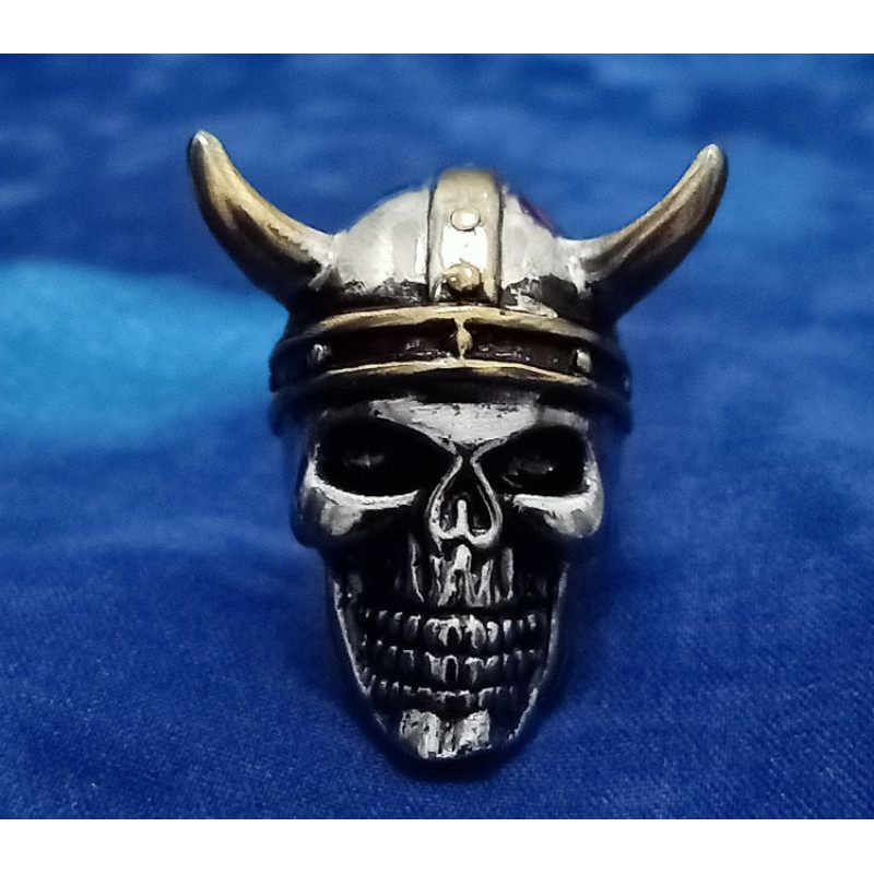 Skull ring viking kombinasi gold