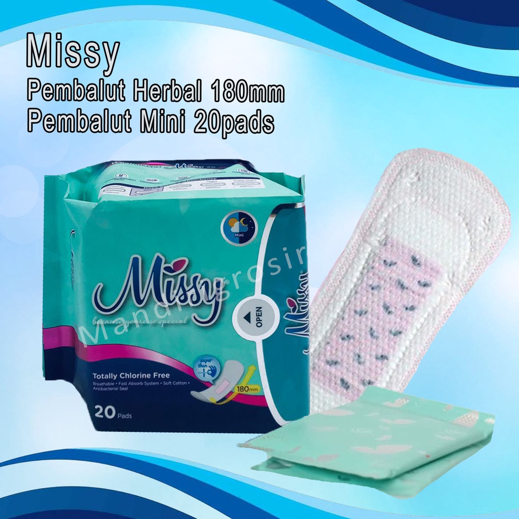 Pembalut Herbal Non Wing * Missy * Pembalut Mini 180mm * 20pads