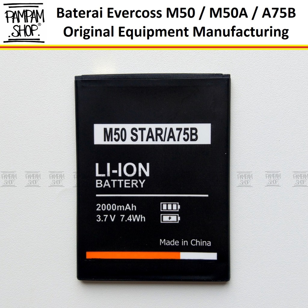 Baterai Evercoss M50 Star M50A A75B Double Power Batre Batrai Battery HP Dual Evercross Cross