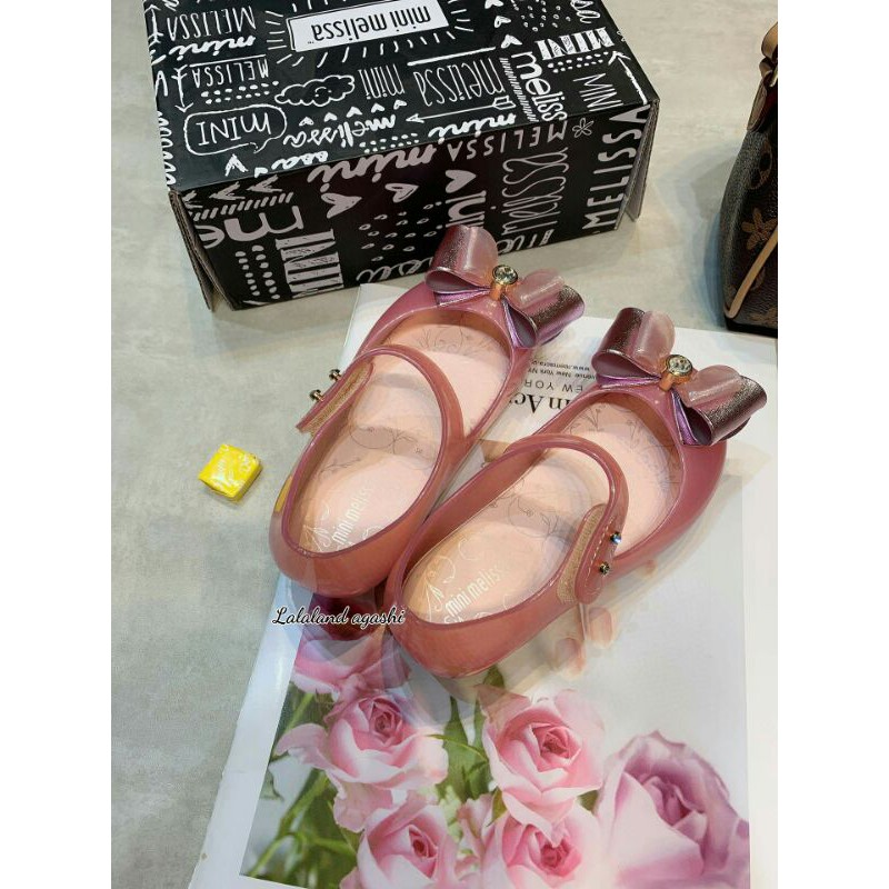 Sepatu mini melissa pita pink/sepatu anak perempuan/sepatu jelly anak/sepatu pita melissa