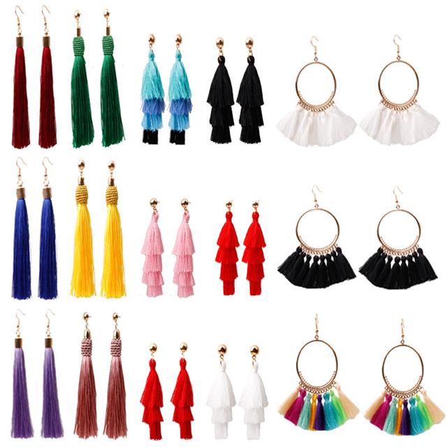 15 pasang kemasan anting anting-anting panjang rumbai multi layer bohemian anting-anting fashion Bar