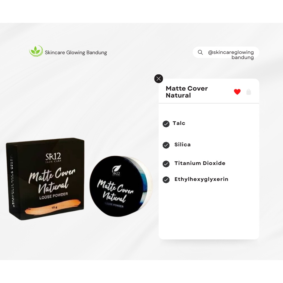 Bedak Tabur Matte Cover Loose Powder SR12 Bedak Untuk Kulit Berjerawat Bedak Tabur Glowing Bedak Glowing Tahan Lama Anti Air