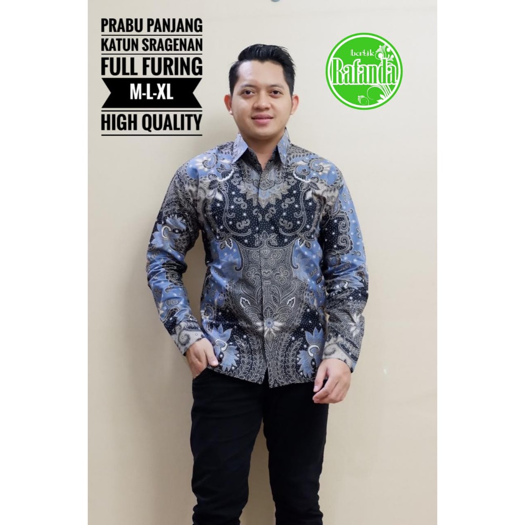 PRABU RAFANDA BAJU KEMEJA BATIK PRIA SOLO LENGAN PANJANG PENDEK LAPIS FURING ATASAN BATIK PREMIUM MODERN KATUN HALUS KOPI MOCA ARFANA NAVY MARENO  MERAK SOGAN WULU SEKTI MERAK MERAH ABSTRAK CABE MERAH PUSAKA BIRU GELEMBUNG SEKTI BANGAU KUNING MOZAIS MERAK