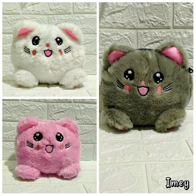 Tas Selempang Boneka Kucing FYYKACU Tas tali rantai Tas bulu korean style muat hp &amp; dompet ini