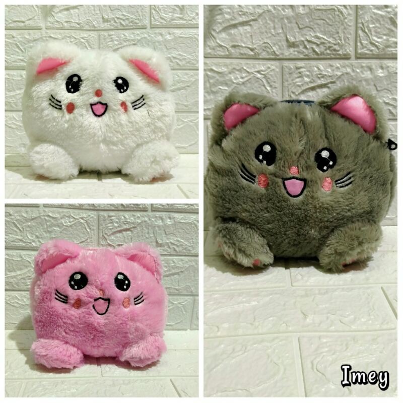 Tas Selempang Boneka Kucing FYYKACU Tas tali rantai Tas bulu korean style muat hp &amp; dompet ini