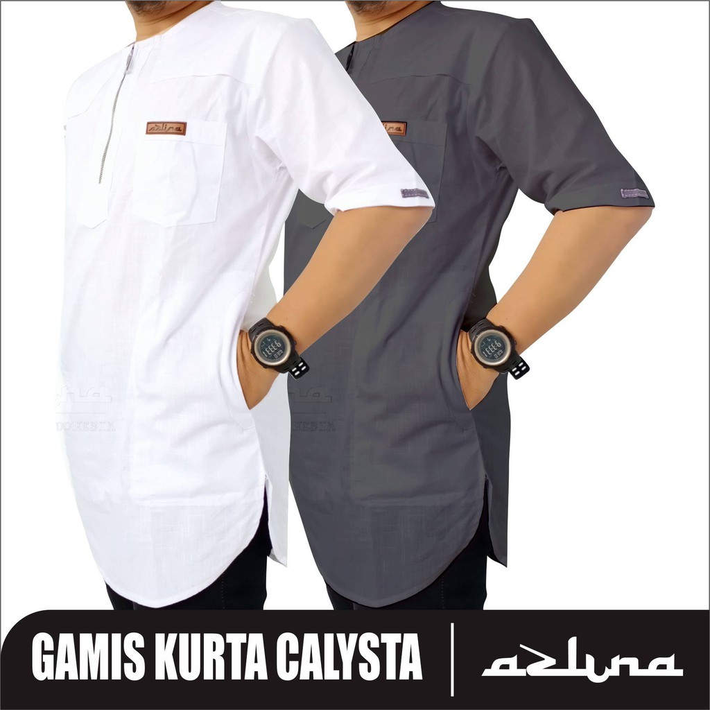 Jubah pria style -koko kurta zipper - baju muslim pria gamis pria koko dewasa lengan pendek