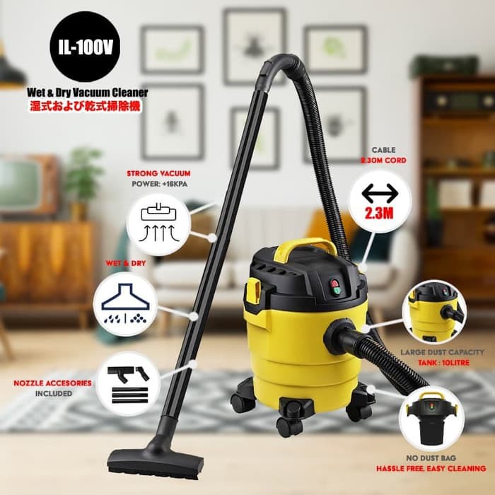 IDEALIFE IL-100V Vacuum Cleaner Penyedot Penghisap Debu Basah Kering IL 100V Sedot Kotoran Mobil rumah ruangan bersih