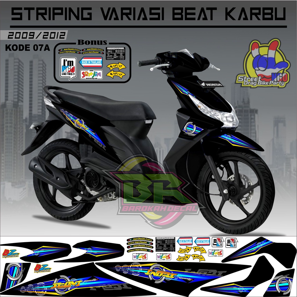 Striping Beat Karbu Stiker Lis Motor Beat Karbu kode 07