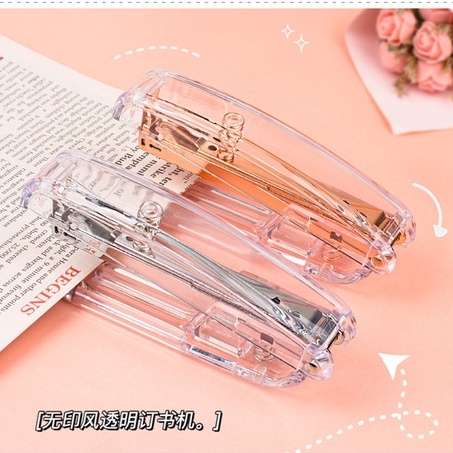 

YY 2 Staples Transparant Clear RoseGold Stapler Unik Lucu Office School Supplies