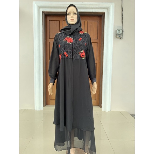 Gamis Ceruty Brukat + Outer
