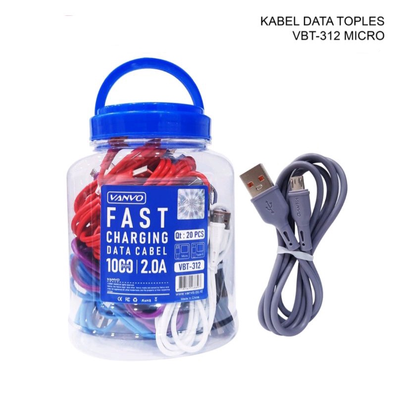 Kabel Data Vanvo VBT-312 2.0 Micro 100cm Fast Charging Data Cable Toples