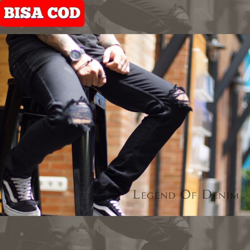  Celana  panjang Jeans Legend model  sobek Slim  Fit  celana  