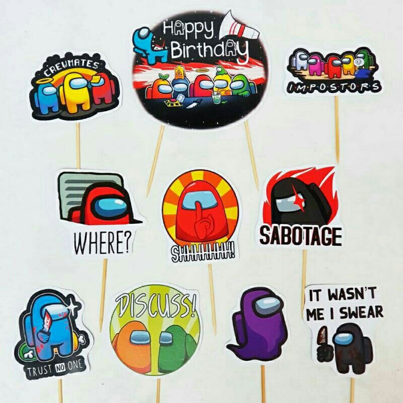 topper toper cake hiasan kue ulang tahun karakter Among us amongus AMONG US