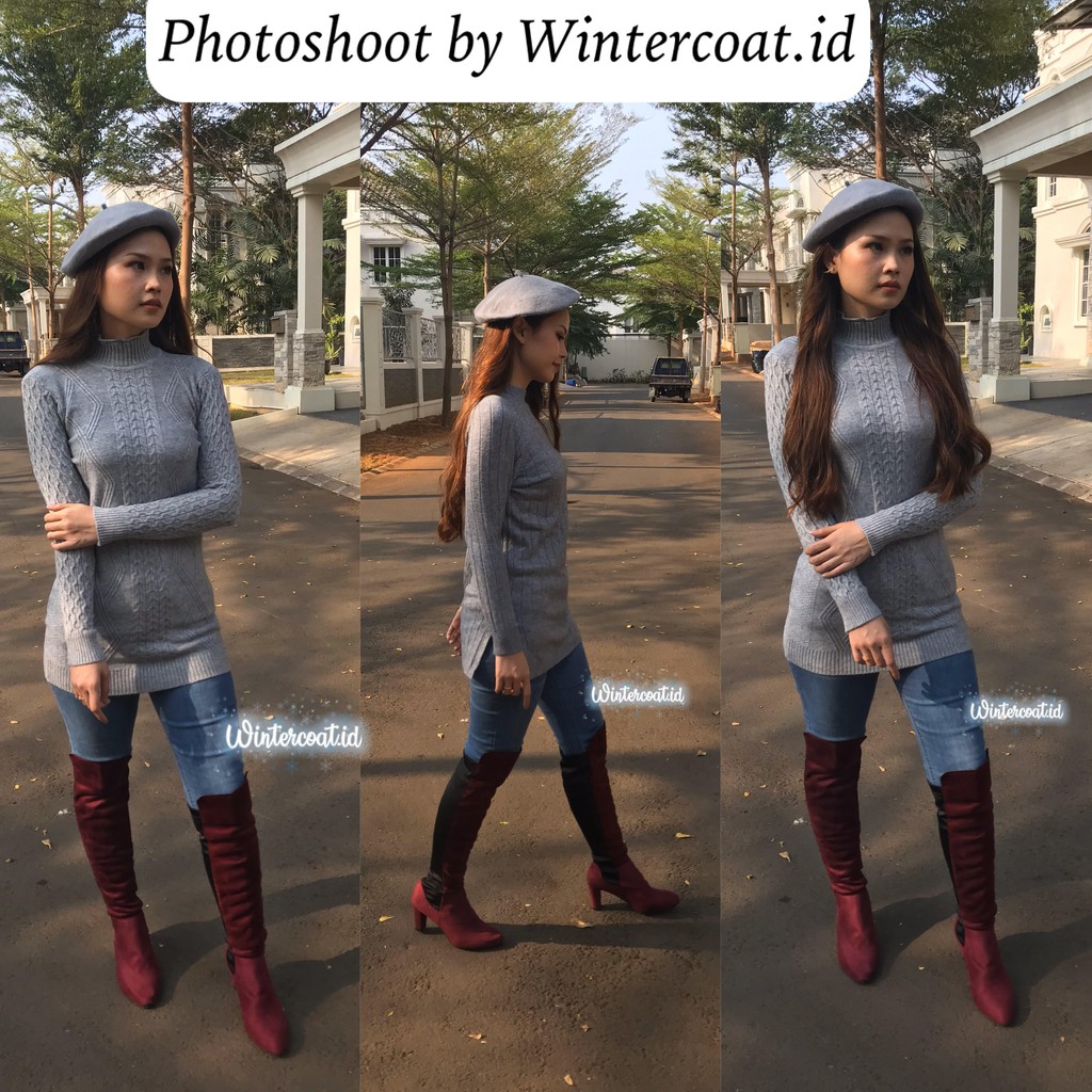 High knee boots overknee boots wanita women heels winter tinggi