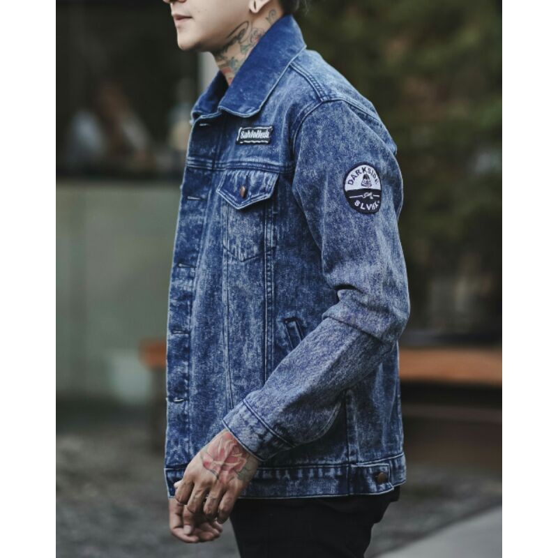 SALVIOHEXIA Jaket Jeans Denim Premium Jaket Sandwash Unisex