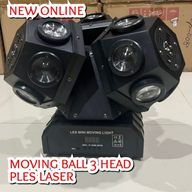 MOVING BALL 3 HEAD BEAM LED PLES LASER 18LEDx10W FULL COLOUR