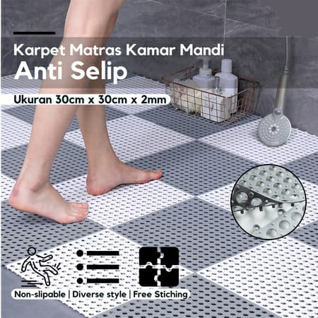 Karpet Toilet Kamar Mandi WC Anti Slip Keset Lantai Anti Licin Polkadot DD-1