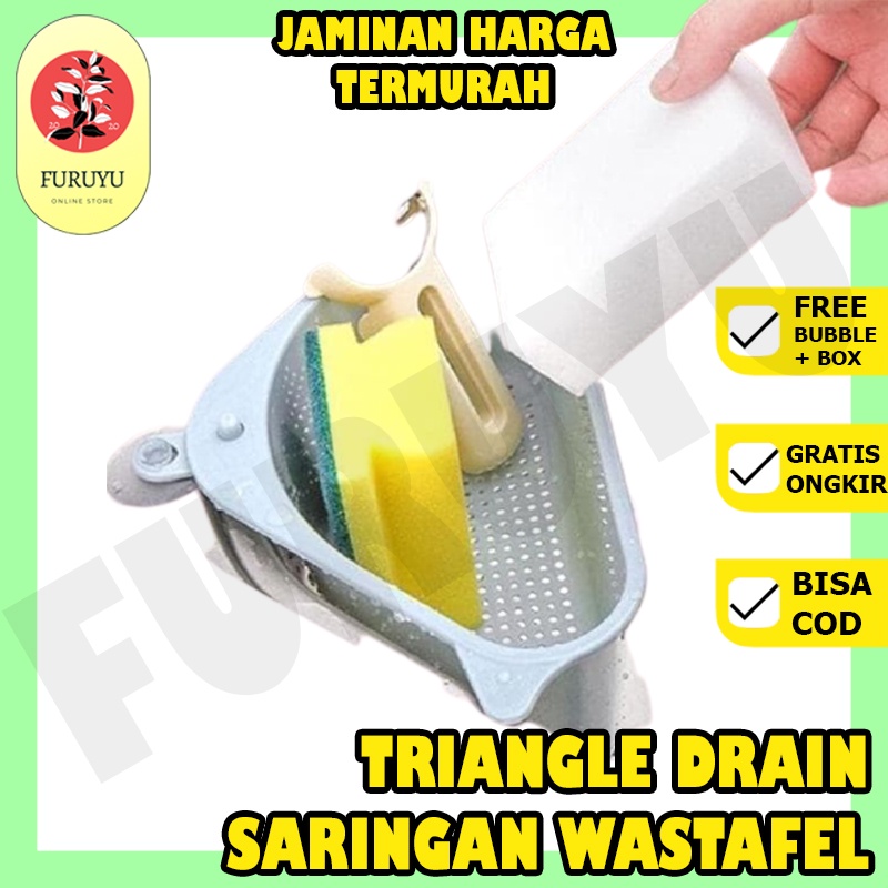 Perlengkapan Peralatan Penyaring Saringan Triangle Drain Holder Wastafel  Bak Cuci Piring