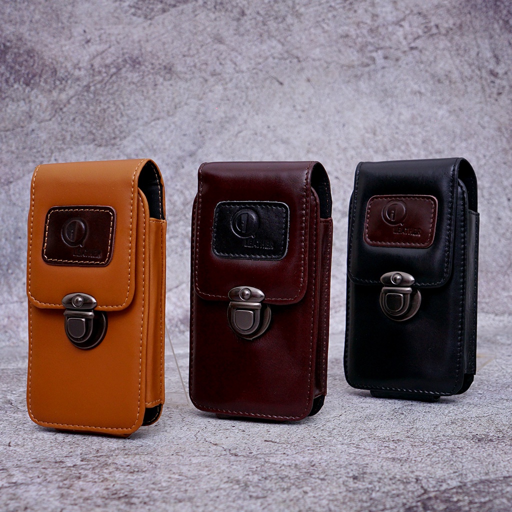 TH01 Dompet Pria Pinggang Hp Qileather Kulit Asli
