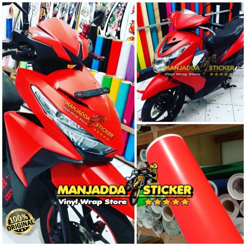 Stiker Skotlet Motor Warna Merah Doff Matte Kualitas Premium